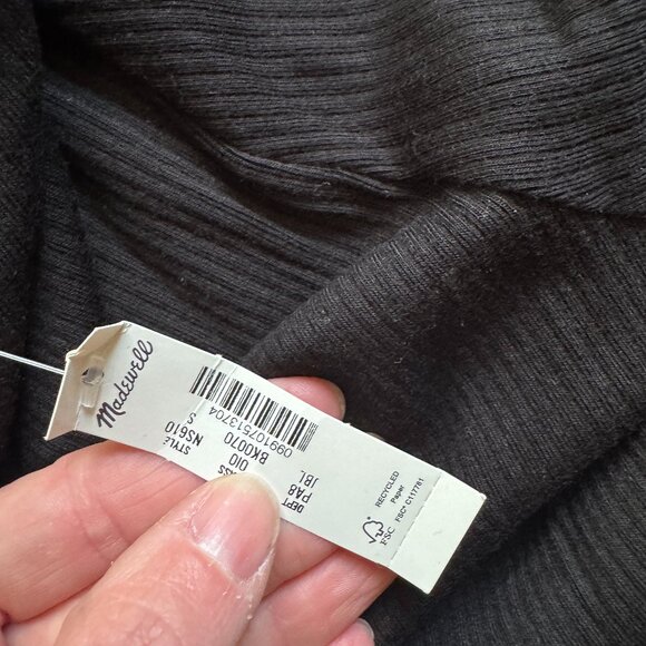 Madewell Drapey Rib Long-Sleeve Mockneck Top, Size Small - Picture 3 of 6